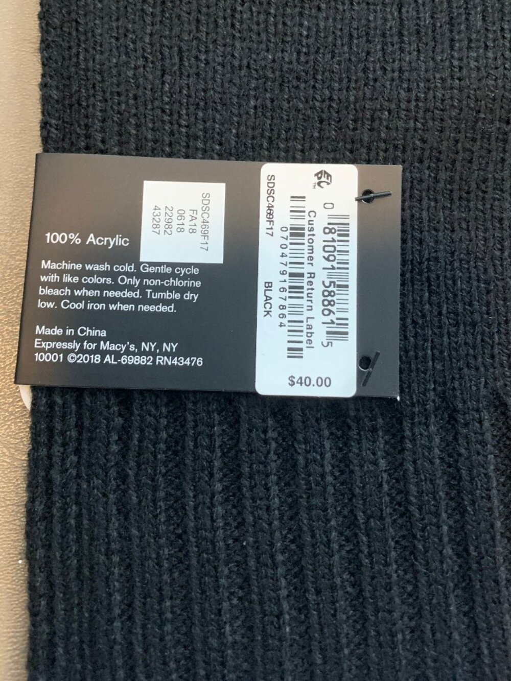 Alfani Men's 100% Acrylic Knit Space-Dyed Scarf, Black, One Size - Picture 3 of 4